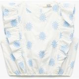 Koton Pamuklu Bisiklet Yaka Kolsuz Çiçek Nakışlı Kolsuz Crop Bluz - Mavi - 5 - 6 Yaş