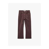 Koton Pamuklu Dar Kalıp Düğmeli Cepli İspanyol Paça Crop Jean Pantolon - Kick Flare Jeans