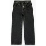 Koton Pamuklu Düğme Detaylı Beli Ayarlanabilir Lastikli Siyah Kız Çocuk Jean Pantolon 6WKG40022AD - 5-Siyah - 9 - 10 Yaş