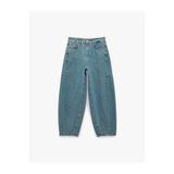 Koton Pamuklu Düğmeli Cepli Rahat Kalıp Balon Denim Pantolon - Balloon Jeans - Over Dye