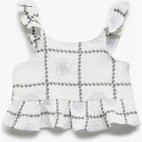 Koton Pamuklu Fırfır Detaylı Askılı Crop Bluz - Beyaz - 9 - 10 Yaş