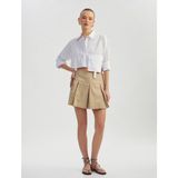 Koton Pamuklu Gabardin Kumaş Kargo Cepli Mini Pileli Şort Etek - Gri - 36