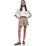 Koton Pamuklu Gabardin Kumaş Kargo Cepli Mini Pileli Şort Etek - Gri - 40
