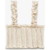 Koton Pamuklu Gipeli Fırfırlı Askılı Crop Bluz - Ekru - 5 - 6 Yaş