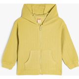 Koton Pamuklu Kanguru Cepli Fermuarlı Kapüşonlu Sweatshirt - 12 - 18 Ay - Yeşil