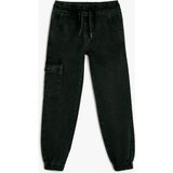 Koton Pamuklu Kapaklı Cep Detaylı Beli Bağlamalı Jogger Denim Pantolon - 4 - 5 Yaş - Regular - Siyah