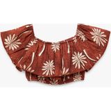 Koton Pamuklu Kayık Yaka Kolsuz Volanlı Crop Bluz - Kahve - 5 - 6 Yaş