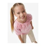 Koton Pamuklu Kısa Balon Kollu Lastik Detaylı Bisiklet Yaka Çiçekli Poplin Bluz