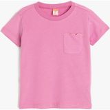 Koton Pamuklu Kısa Kollu Bisiklet Yaka Basic Tişört Kız Çocuk İçin Pembe Cep Detaylı Günlük Stil - 12 - 18 Ay