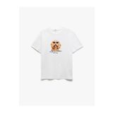 Koton Pamuklu Köpek Baskılı Beyaz Kadın T-shirt 5sak50108ek