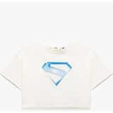 Koton Pamuklu Lisanslı Superman Baskılı Kısa Kollu Tişört - Ekru - 7 - 8 Yaş