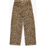 Koton Pamuklu Loose Fit Beli Lastikli Geniş Paça Leopar Desenli Denim Pantolon - Kahve - 3 - 4 Yaş