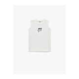 Koton Pamuklu Nakış Detaylı Beyaz Erkek Çocuk Kolsuz T-shirt 6SKB30008TK