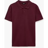 Koton Pamuklu Pike Kumaş Kısa Kollu Polo Yaka Baskılı Slim Fit Tişört - Bordo