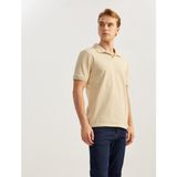 Koton Pamuklu Pike Kumaş Kısa Kollu Regular Fit V Yaka Polo Tişört - Ekru