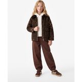 Koton Pamuklu Polo Yaka Leoparlı Oversize Mevsimlik Ceket - Siyah - 13 - 14 Yaş