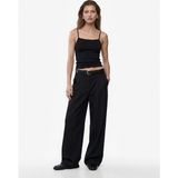 Koton Pamuklu Ribanalı Slim Fit Kare Yaka Ip Askılı Atlet Bluz - Siyah - XL