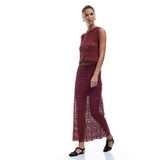 Koton Pamuklu Slim Fit Ajurlu Midi Boy Kroşe Etek