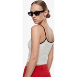 Koton Pamuklu Slim Fit Ince Askılı Puantiyeli Atlet - Ekru - 2XL