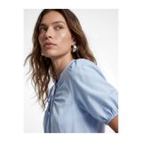 Koton Pamuklu Slim Fit Kısa Kollu Büzgülü Yaka Poplin Gömlek