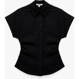 Koton Pamuklu Slim Fit Klasik Yaka Peplum Kesim Kısa Kollu Poplin Gömlek - 34 - Siyah