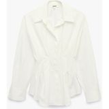Koton Pamuklu Slim Fit Klasik Yaka Uzun Kollu Pile Detaylı Poplin Gömlek - 38 - Ekru