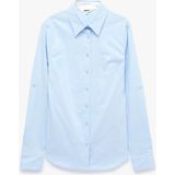 Koton Pamuklu Slim Fit Nakış Detaylı Uzun Kollu Poplin Gömlek - 36 - Mavi