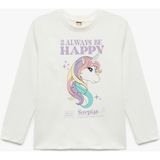 Koton Pamuklu Unicorn Baskılı Uzun Kollu Tişört Kız Çocuk Günlük Tarz 11 - 12 Yaş Ekru