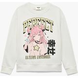 Koton Pamuklu Uzun Kollu Bisiklet Yaka Anime Baskılı Sweatshirt - Ekru - 13 - 14 Yaş