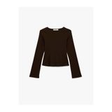 Koton Pamuklu Uzun Kollu Kayık Yaka Slim Fit Peplum Tişört