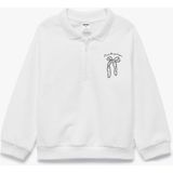 Koton Pamuklu Uzun Kollu Yarım Fermuarlı Polo Yaka Sweatshirt - Ekru - 12 - 18 Ay