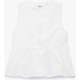 Koton Pamuklu V Yaka Peplum Düğme Detaylı Kolsuz Poplin Bluz - Ekru - 44