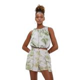 Koton Paraşüt Crop Bluz Kolsuz Batik Desenli Yuvarlak Yaka
