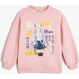 Koton Pembe Anime Baskılı Uzun Kollu Sweatshirt Kız Çocuk Truvakar Kol Şardonlu Tasarım - 13 - 14 Yaş