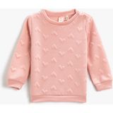 Koton Pembe Basic Dokulu Sweatshirt Kız Çocuk Uzun Kollu Bisiklet Yaka Truvakar Kol Özellikli - 6 - 9 Ay