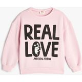 Koton Pembe Sweatshirt Kız Çocuk Slogan Baskılı Uzun Kollu Şardonlu Ekstra Konfor - 11 - 12 Yaş