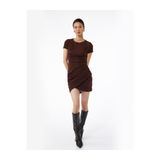 Koton Pencere Detaylı Kısa Kollu Bisiklet Yaka Drapeli Bodycon Mini Abiye Elbise