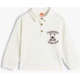 Koton Polo Yaka Sweatshirt Işleme Detaylı Uzun Kollu Dokulu - Ekru - 24 - 36 Ay