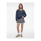 Koton Polo Yaka Uzun Kollu Çizgili Oversize Sweatshirt