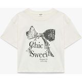 Koton Pullu Payetli Fiyonklu Ekru Kız Çocuk T-Shirt 6SKG10195AK - 5 - 6 Yaş