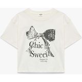 Koton Pullu Payetli Fiyonklu Ekru Kız Çocuk T-Shirt 6SKG10195AK - 6 - 7 Yaş
