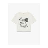 Koton Pullu Payetli Fiyonklu Ekru Kız Çocuk T-Shirt 6SKG10195AK