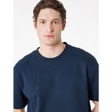 Koton Rahat Kalıp Kısa Kollu Pike Kumaş Pamuklu Bisiklet Yaka Basic Tişört - Lacivert - XL