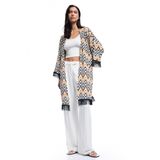 Koton Rahat Kalıp Püsküllü Geometrik Desenli Uzun Kimono