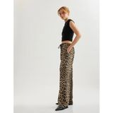 Koton Rahat Kesim Leopar Desenli Geniş Paça Pantolon - Relax - 36 - Ekru
