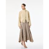 Koton Regular Fit Asimetrik Kesim Ekose Midi Etek - Ekru - 36