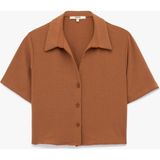Koton Regular Fit Kaçık Yaka Kısa Kollu Gömlek - 36 - Kahve