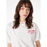 Koton Regular Fit Kısa Kollu Bisiklet Yaka Pamuklu Arkası Baskılı Tişört, XL, 6SAL10883IK, Ekru, Kadın