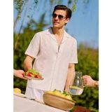 Koton Regular Fit Kısa Kollu Brodeli Devrik Yaka Gömlek - Beyaz - XL