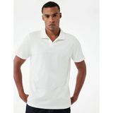 Koton Regular Fit Kısa Kollu Pike Kumaş Pamuklu Polo Yaka Tişört - Ekru - XL